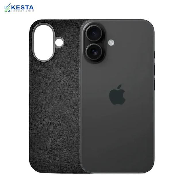 iPhone 16 Plus Cover - Brave Black Leather Case (Waterproof & Dustproof)