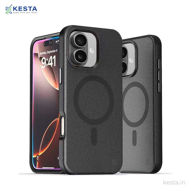 iPhone 16 Plus Cover - MagArmour Black Hybrid Case (Grip + Gloss – Textured for Control, Smooth Style)