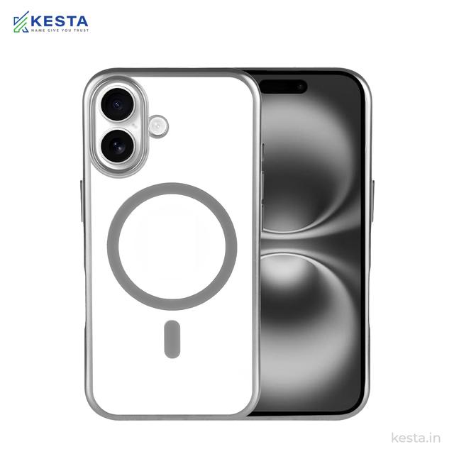 iPhone 16 Cover - Notify Popup Grey Transparent Case (Camera Sink Protection & Wireless Charging Optimized)