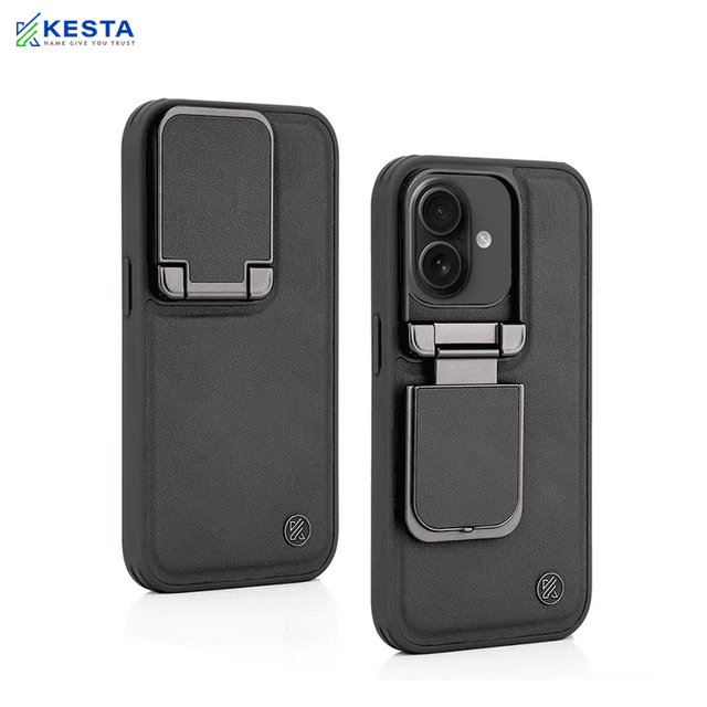 iPhone 16 Plus Cover - Elegant Black Leather Case (With Camera Protection)