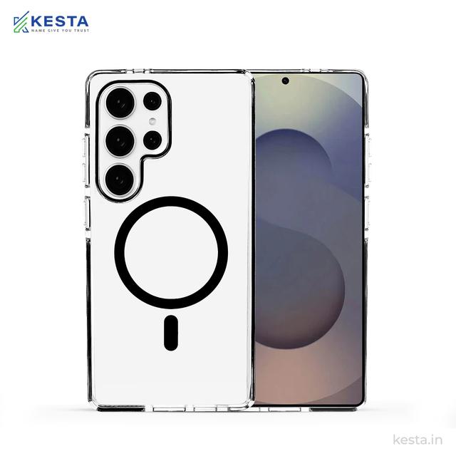 Samsung S25 Ultra Cover - Ice Crystals Black Transparent Case (Military-Grade Drop Protection & Magsafe)