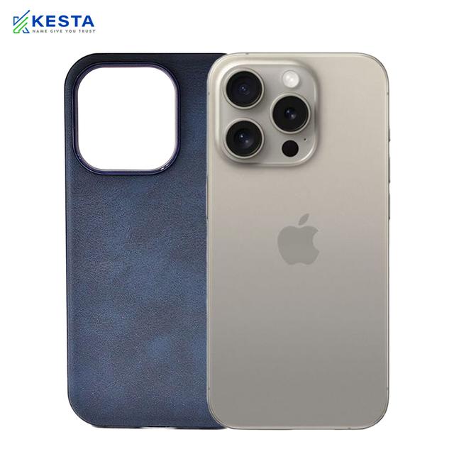 iPhone 15 Pro Max Cover - Brave Blue Leather Case