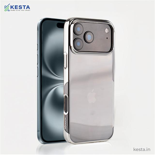 iPhone 17 Pro Max Cover – Transparent Silver | Anti-Yellowing, Slim & Shockproof