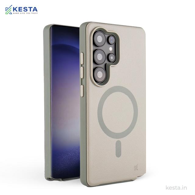 Samsung S25 Ultra Cover - MagArmour Grey Hybrid Case (Grip + Gloss – Textured for Control, Smooth Style)