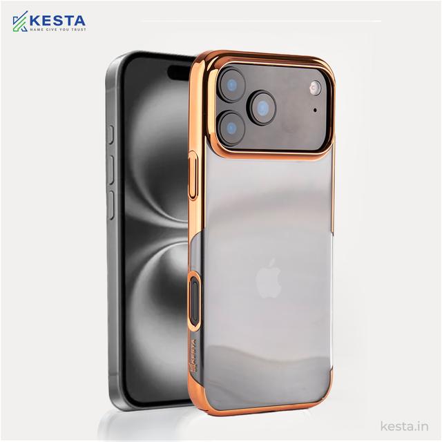 iPhone 17 Pro Max Cover – Transparent Orange | Slim, Shockproof & Anti-Yellowing