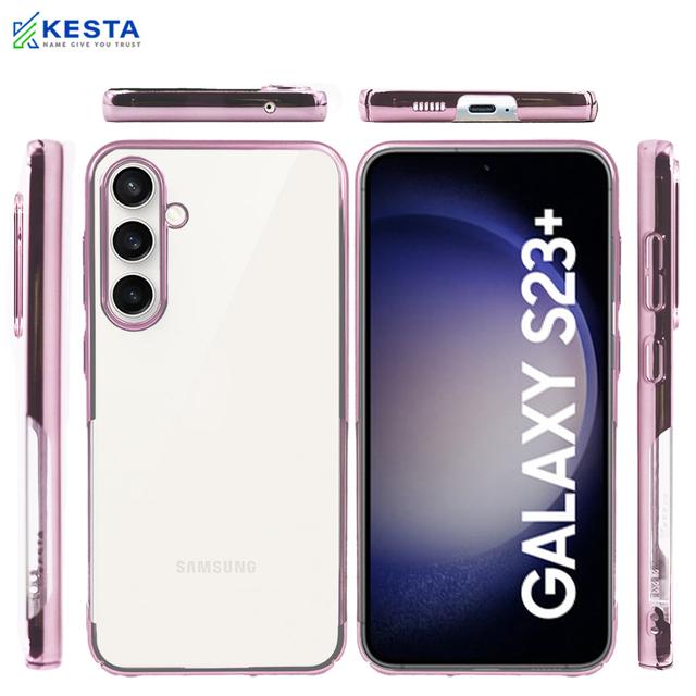 Samsung S23 Plus Cover - Noble Cloud Pink Transparent Case (Shockproof)