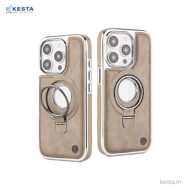 iPhone 16 Pro Max Cover - Classy Elite Desert Leather Case (Built-In Magnetic Ring Holder)