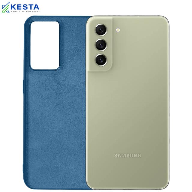 Samsung S21 FE Cover - Brave Blue Leather Case (Waterproof & Dustproof)