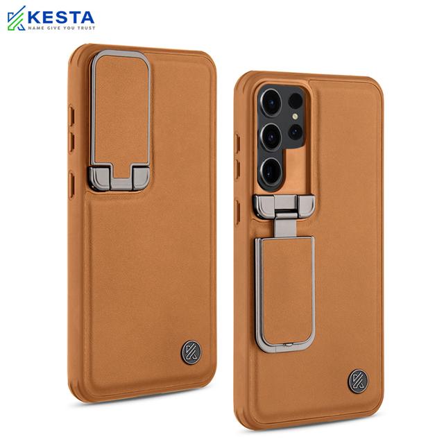 Samsung S24 Ultra Cover - Elegant Brown Leather Case (With Camera Protection)
