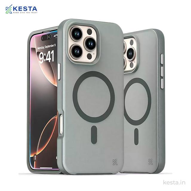 iPhone 16 Pro Max Cover - MagArmour Grey Hybrid Case (Grip + Gloss – Textured for Control, Smooth Style)