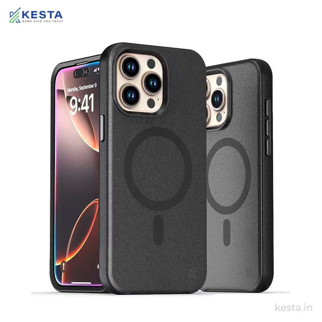 iPhone 15 Pro Cover - MagArmour Black Hybrid Case (Grip + Gloss – Textured for Control, Smooth Style)