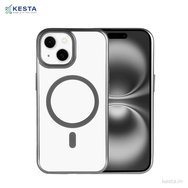 iPhone 15 Cover - Notify Popup Grey Transparent Case (Camera Sink Protection & Wireless Charging Optimized)