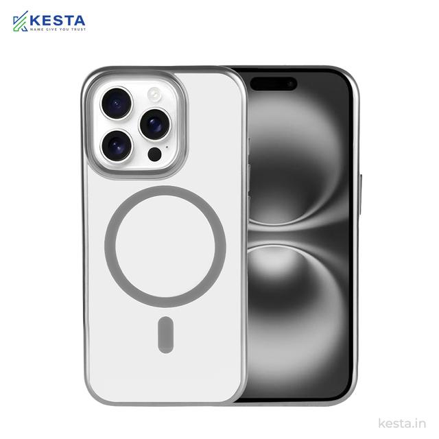 iPhone 15 Pro Cover - Notify Popup Grey Transparent Case (Camera Sink Protection & Wireless Charging Optimized)